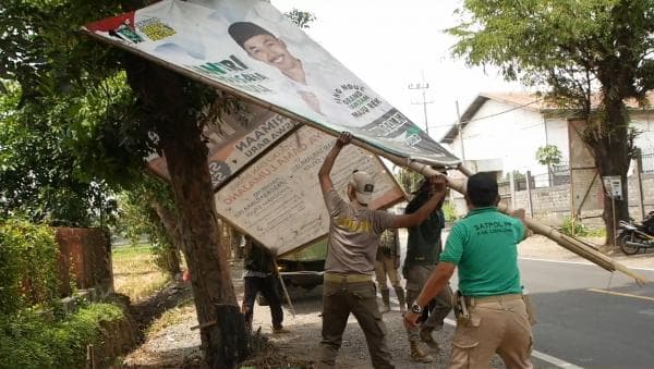 Curi Start Kampanye, Ribuan Baliho Caleg di Lumajang Dicopot